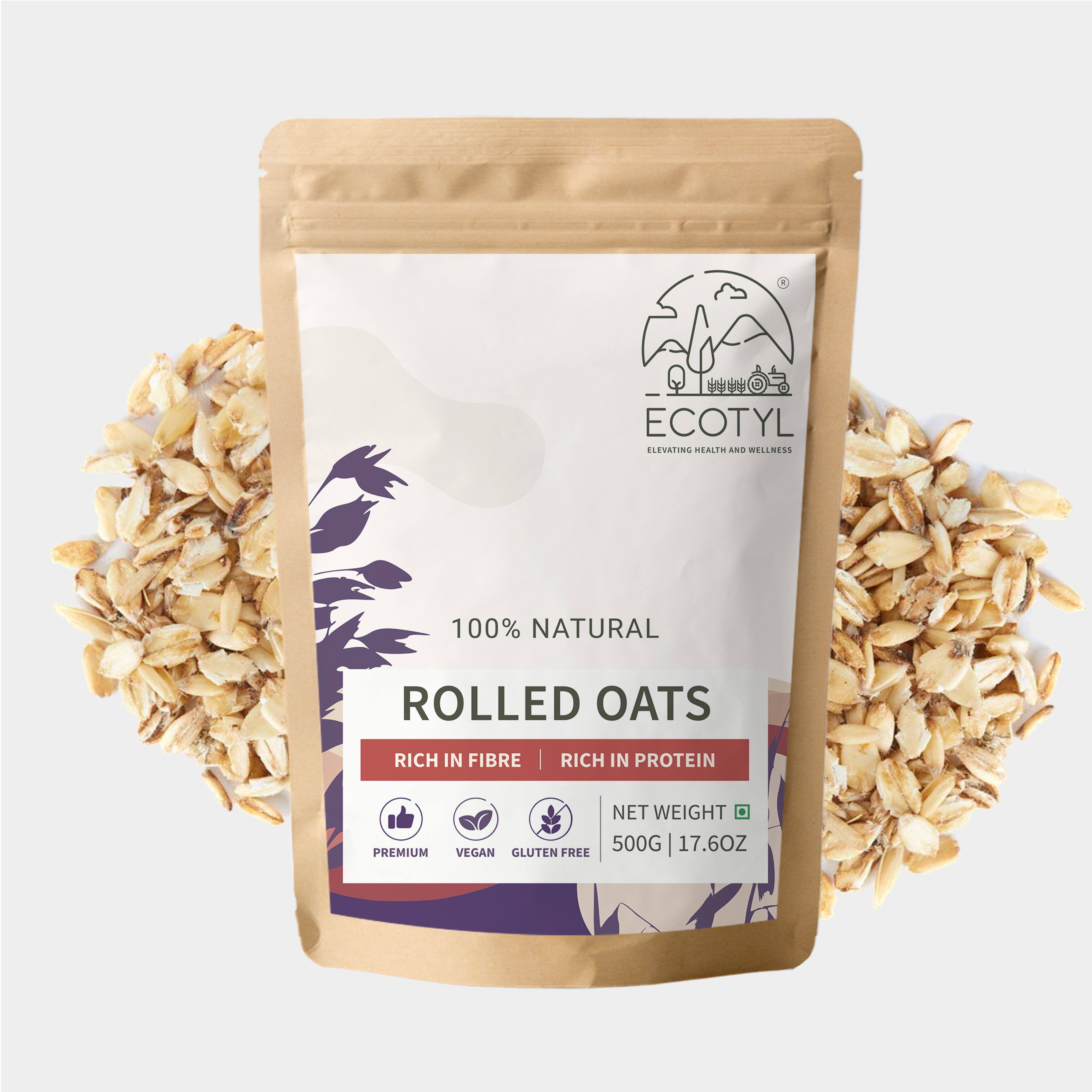 Ecotyl Rolled Oats | Gluten Free | Breakfast Cereal | 500g